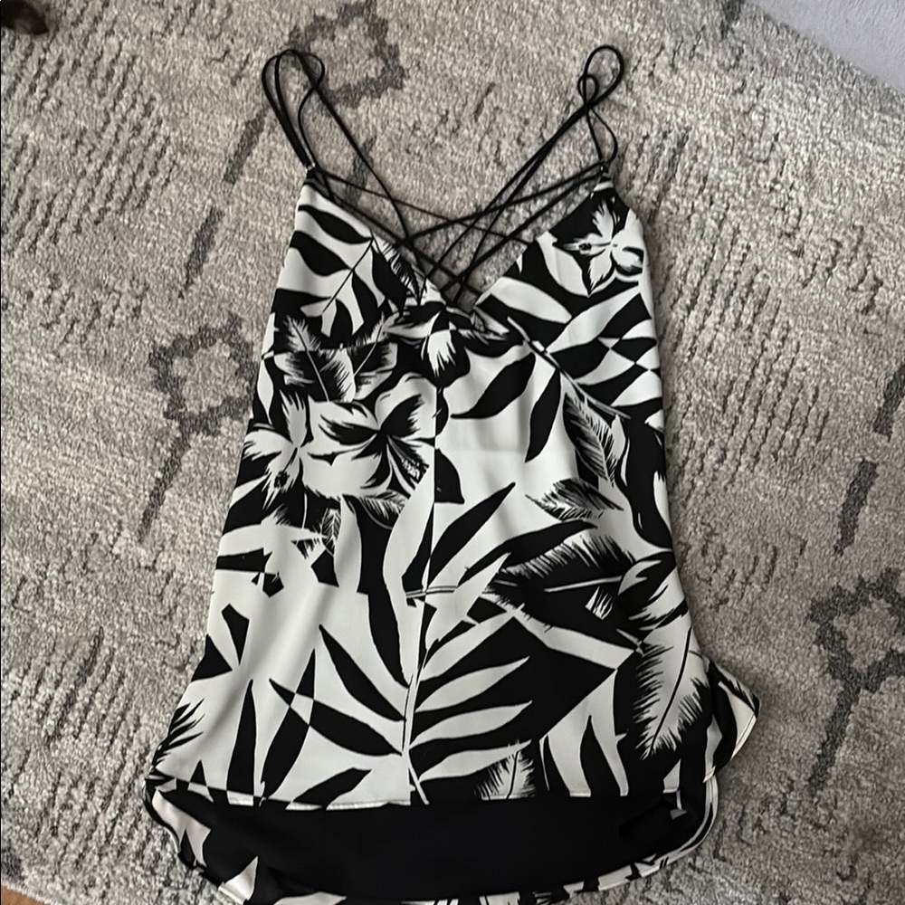 Floral Black and White Women's Top